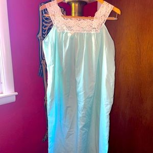 Vintage Baby Blue and White Lace Nightgown